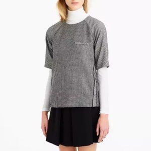 J.Crew Flannel Raglan Top In Houndstooth Grey